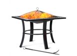 Gardebruk® Braciere Quadrato Da Esterno Mosaico In Acciaio 76X76Cm Parascintille Camino Da Giardino Stufa Caminetto Patio