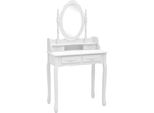 Set Da Toilette Con Sgabello Bianco 75X69X140Cm In Legno Di Paulownia