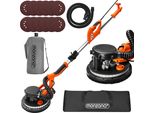 Monzana® Levigatrice Muro 750Watt Telescopica Cartongesso Giraffa Levigatura Professionale Pareti 12 Dischi Abrasivi Carteggiatrice Soffitti Orbitale