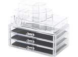 Compactor Grande Organizzatore Di Cosmetici - 3 Cassetti, Scomparto Superiore, Plastica Trasparente