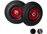 Relaxdays 2 Ruote Per Camion A Sacco 3.00-4 Nero-Rosso