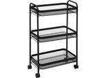 5Five Simply Smart Scaffale Su Ruote 3 Livelli Metallo Plastica Nero 79Cm X 46,5Cm X 26,5Cm
