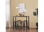Sobuy OGT22-SCH Tavolo Da Bar 5 Pezzi Con Sedie Tavolo Da Pranzo Tavolo Da Bar Tavolo Da Balcone Tavolo Da Cucina Tavolo Bistrot Con 4 Sgabelli Da Bar Set Di Mobili Da Giardino Dal Design Industriale