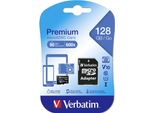 Verbatim Premium - Scheda Di Memoria Flash (Adattatore Sd Incluso) - 128 Gb - Uhs Classe 1 / Classe 10 - 300X - Microsdxc UHS-I