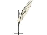Vidaxl Ombrellone Semaforo Con Illuminazione A Led 300 Cm Bianco Sabbia