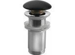 Accessori Sapho - Piletta Per Lavabo Chiudibile Senza Troppopieno, Click Clack, Nero Opaco AR901