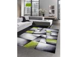 Tappeto Moderno A Pelo Corto Per Soggiorno A Quadri Astratto Verde Grigio Dimensioni - 120X170 Cm