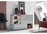 Cassettiera Stretta Bohi - Grigio Perla / Rovere Wellington