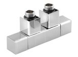Cube Twin Set Di Attacchi Per Radiatori Da Bagno Per Attacco Centrale, 50 Mm, Cromo