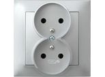 Impresja Silver P/T Presa Doppia Con Messa A Terra 2X2P+Z Con Telaio