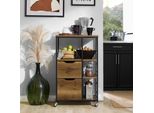 Sobuy Carrello Di Servizio Con Rotelle Carrello Con Cassetti Carrello Da Cucina Tavolino In Legno Con 3 Ripiani Scaffale Da Cucina In Metallo Per La Cucina E La Casa FKW111-PF