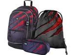 Baagl Set Zaino Scuola Ragazzi 3 Pezzi, Zaino Scuola Dalla 3A Elementare, Cartella Scuola Primaria Con Tracolla, Zaino Scuola Ergonomico (Volcano)