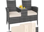 Casaria Panchina Da Giardino Polyrattan Resistente 143X55X88Cm 320Kg (160Kg Per Lato) Panca Da Balcone 2 Posti Esterno Mobili Outdoor