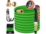 Gardebruk® Tubo Estendibile Da Giardino 15 M In Lattice Adattatore In Ottone 1/2" 3/4"" Tubo Idrico Innaffiare Giardino Flessibile"