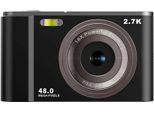 Inf Fotocamera Digitale 2.7K 48MP 1080P, Zoom 16X, Anti-Shake, Riconoscimento Facciale Nero
