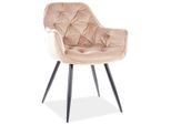 Sedia Da Pranzo Imbottita Lusine - Beige / Nero