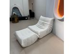 Divano - Poltrona Singola Divano Letto Poltrona Relax Divano Con Sgabello Beige