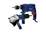 Kit Di Utensili Elettrici - Trapano A Percussione 900W, 0-2800 Giri/Min, Mandrino Autoserrante Da 13 Mm E Smerigliatrice Angolare 950W, 125 Mm