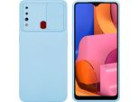 Cadorabo Custodia Per Samsung Galaxy A20S Custodia Protettiva In Blu Custodia Del Telefono Cellulare Tpu Custodia Cover Fotocamera Protezione