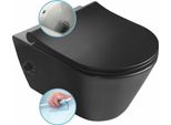 Sapho Avva - Wc Sospeso Con Doccia Bidet, Senza Bordo, Nero Opaco 100315-110