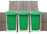 Vidaxl Cestino Per 3 Contenitori Grigio 207X80X117 Cm Poly Rattan