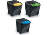 Keden Sortibox 3X25L Set Di Contenitori Per La Raccolta Differenziata Nero