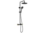 Sapho Solaria - Set Doccia Con Termostatico, 5 Getti, Nero Opaco/Oro WD139G