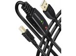 Axagon Axagon ADR-220B Cavo Di Collegamento/Ripetizione Attivo Usb 2.0 A-M -> B-M 20 M - Kabel - Digital/Daten Cavo Usb Usb A Usb B Nero