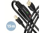 Axagon Axagon ADR-215B Cavo Di Collegamento/Ripetizione Attivo Usb 2.0 A-M -> B-M 15 M - Kabel - Digital/Daten Cavo Usb Usb A Usb B Nero