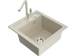 Mexen Vito Lavello In Granito 1-Vasca Con Rubinetto Da Cucina Flora, Beige - 6503-69-670401-09