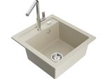 Mexen Vito Lavello In Granito A 1 Vasca Con Rubinetto Da Cucina Flora, Beige - 6503-69-670401-00