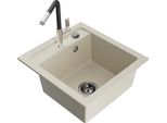Mexen Vito Lavello In Granito A 1 Vasca Con Miscelatore Da Cucina Flora, Beige - 6503-69-670401-07-B
