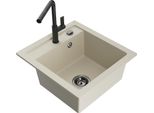 Mexen Vito Lavello In Granito A Una Vasca Con Miscelatore Da Cucina Flora, Beige - 6503-69-670401-70-B