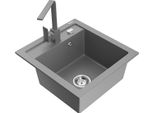 Mexen Vito Lavello In Granito A 1 Vasca Con Miscelatore Da Cucina Rita, Grigio - 6503-71-670300-71