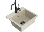Mexen Milo Lavello Da Cucina In Granito 1-Vasca Con Rubinetto Carla, Beige - 6505-69-670700-70