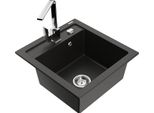 Mexen Vito Lavello In Granito A 1 Vasca Con Rubinetto Da Cucina Rita, Nero/Oro Metallico - 6503-75-670300-00