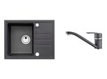 Lavello In Granito Con Miscelatore Alveus Intermezzo 30 Carbon 91 620X480 Mm + Miscelatore Nina SETA002