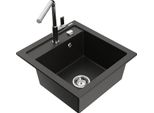 Mexen Vito Lavello In Granito A 1 Vasca Con Rubinetto Cucina Flora, Nero/Oro Metallizzato - 6503-75-670401-00