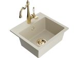 Mexen Milo Lavello In Granito 1-Vasca Con Miscelatore Da Cucina Carla, Beige - 6505-69-670700-50