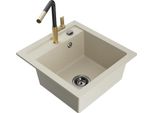 Mexen Vito Lavello In Granito 1-Vasca Con Miscelatore Cucina Flora, Beige - 6503-69-670401-57-B