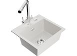 Mexen Milo Lavello In Granito A 1 Vasca Con Rubinetto Da Cucina Duero, Bianco - 6505-20-671600-00
