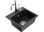 Mexen Milo Lavello In Granito A 1 Vasca Con Miscelatore Da Cucina Carla, Nero/Argentato Metallico - 6505-73-670700-00