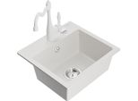 Mexen Milo Lavello In Granito A 1 Vasca Con Miscelatore Da Cucina Carla, Bianco - 6505-20-670700-20