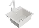 Mexen Milo Lavello In Granito A 1 Vasca Con Rubinetto Cucina Rita, Bianco - 6505-20-670300-20