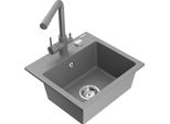 Mexen Milo Lavello In Granito A 1 Vasca Con Rubinetto Da Cucina Duero, Grigio - 6505-71-671600-71