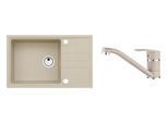 Lavello In Granito Con Miscelatore Alveus Intermezzo 130 Beige 55 780X480 Mm + Miscelatore Nina SETA014