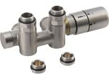 Sapho Twin Combi - Set Di Attacchi Per Valvola Termostatica, Attacco Centrale, Destro, Acciaio Inox Spazzolato CP5510S