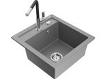 Mexen Vito Lavello Da Cucina In Granito A 1 Vasca Con Miscelatore Flora, Grigio - 6503-71-670401-07