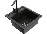 Mexen Vito Lavello In Granito 1-Vasca Con Miscelatore Da Cucina Rita, Nero/Oro Metallico - 6503-75-670300-70-B