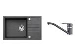 Lavello In Granito Con Miscelatore Alveus Intermezzo 130 Carbon 91 780X480 Mm + Miscelatore Nina SETA015